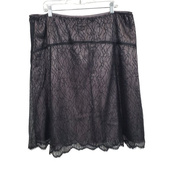 Alfani Plus 18W Skirt Drop Waist Black Lace Lined A Line Dressy Elegant Midi - Picture 2 of 12